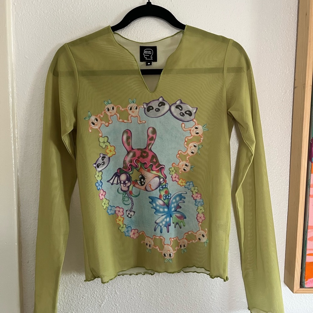 Brain Dead Gaspar Doll Mesh Top in Moss